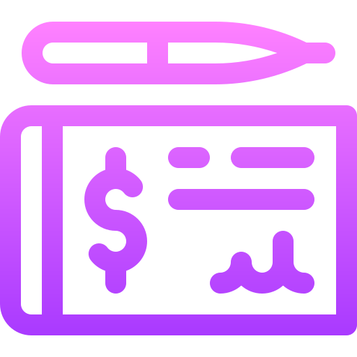 Cheque Basic Gradient Lineal color icon