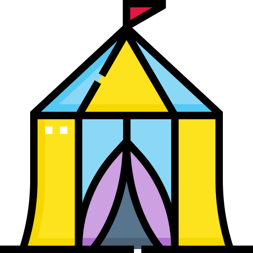 서커스 텐트 Detailed Straight Lineal color icon