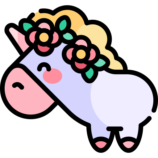 unicornio Kawaii Lineal color icono