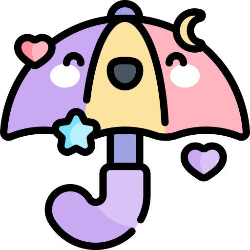 paraguas Kawaii Lineal color icono