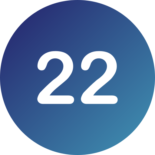Number 22 Generic gradient fill icon