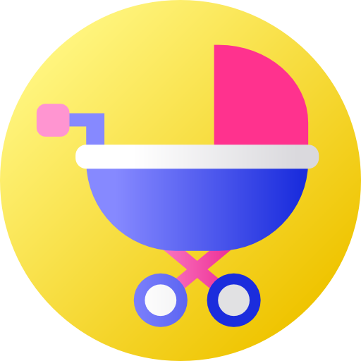 Baby stroller Flat Circular Gradient icon