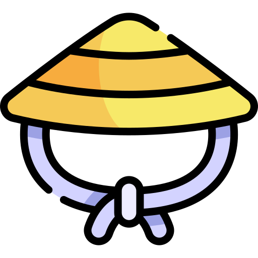bambusowy kapelusz Kawaii Lineal color ikona