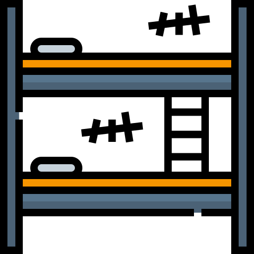 Bunk bed Detailed Straight Lineal color icon