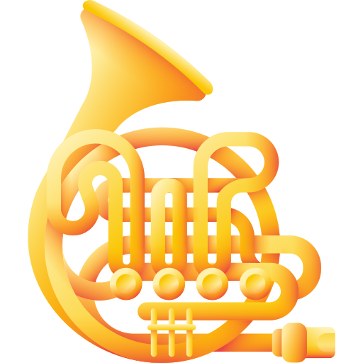 French horn 3D Color icon