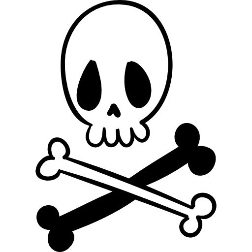 Skull and Bones Hand Drawn Black icon