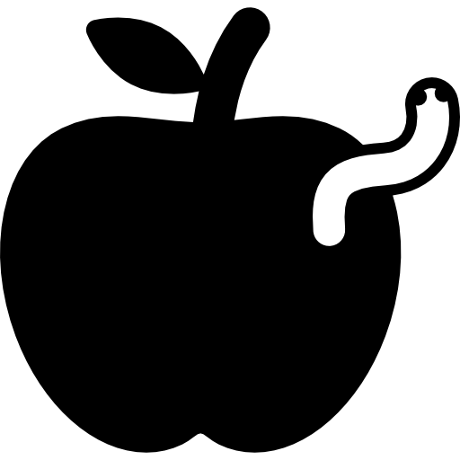 manzana con gusano  icono