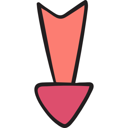 freccia in giù Hand Drawn Color icona