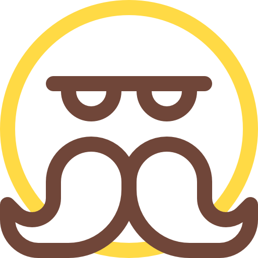 moustache Basic Rounded Lineal Color Icône