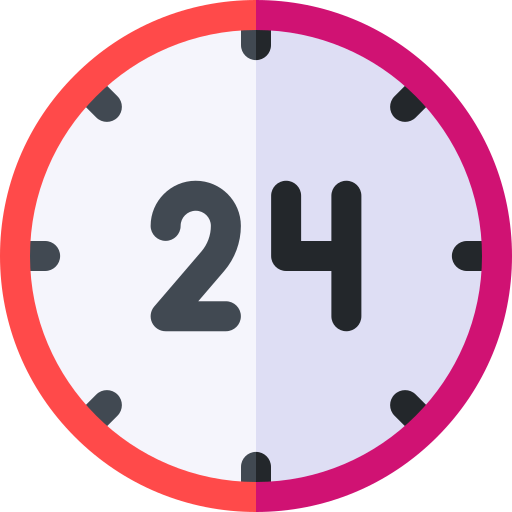24 godziny Basic Rounded Flat ikona