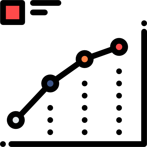 라인 차트 Detailed Rounded Lineal color icon