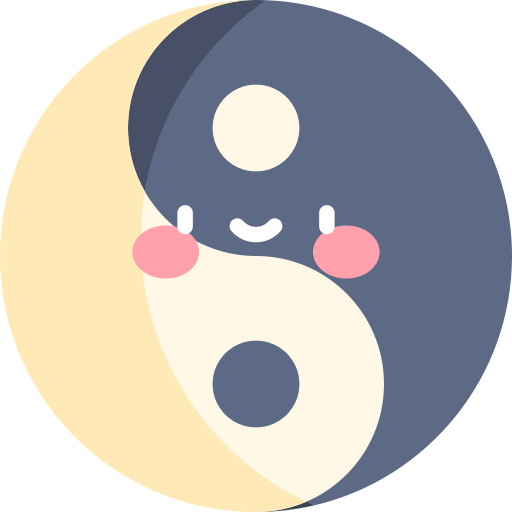 yin yang Kawaii Flat icona
