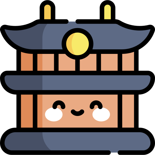Pagoda Kawaii Lineal color icon