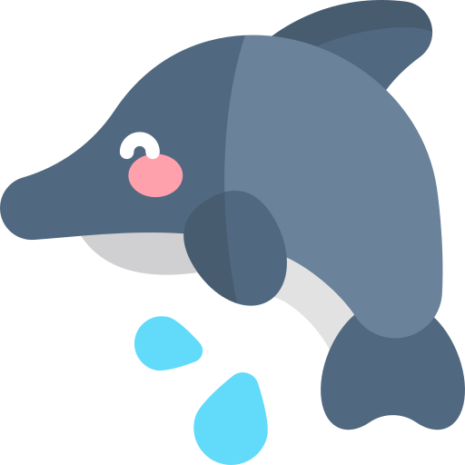 delfín Kawaii Flat icono