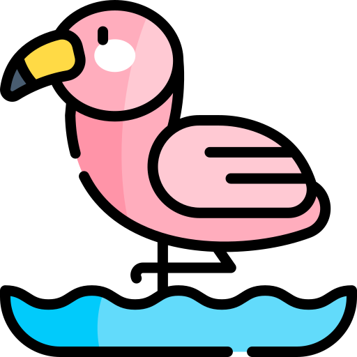 flamingo Kawaii Lineal color icoon