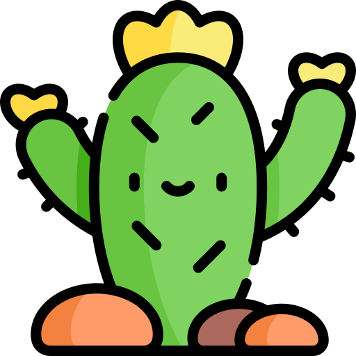 cactus Kawaii Lineal color icona