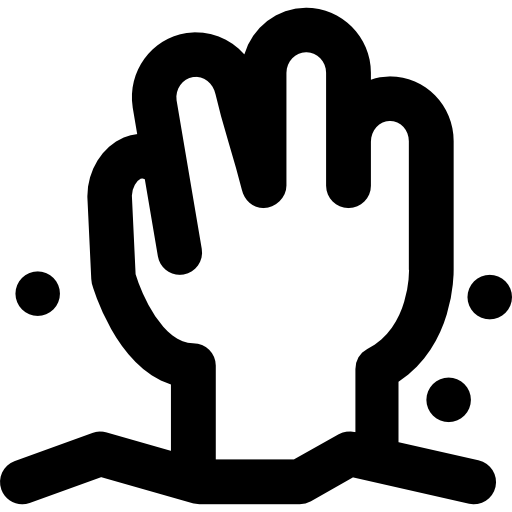 mano de hombre muerto Curved Lineal icono
