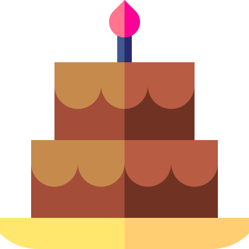 verjaardagstaart Basic Straight Flat icoon