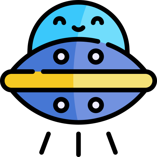 ufo Kawaii Lineal color ikona