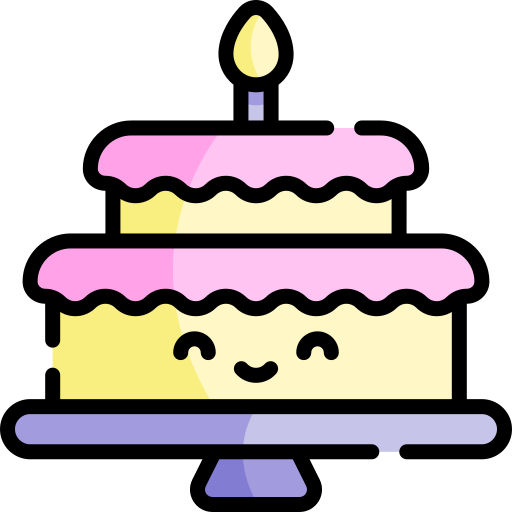 torta di compleanno Kawaii Lineal color icona