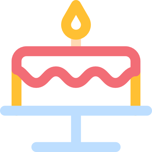 verjaardagstaart Basic Rounded Lineal Color icoon