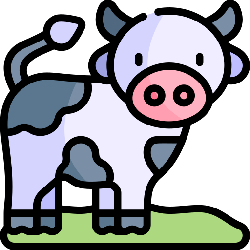 vaca Kawaii Lineal color icono