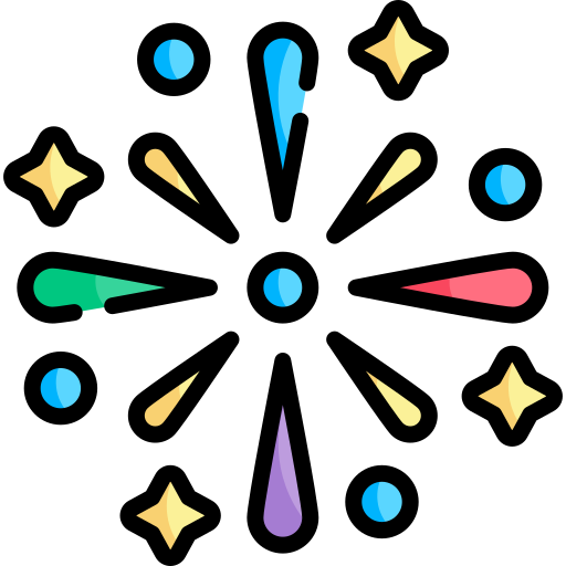 fuochi d'artificio Kawaii Lineal color icona