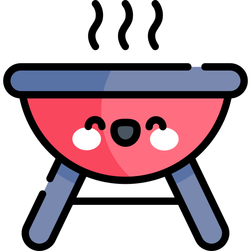 barbecue Kawaii Lineal color icoon