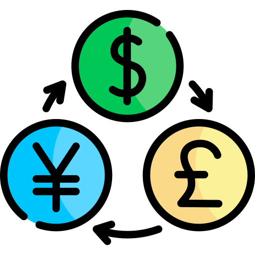 câmbio monetário Kawaii Lineal color Ícone
