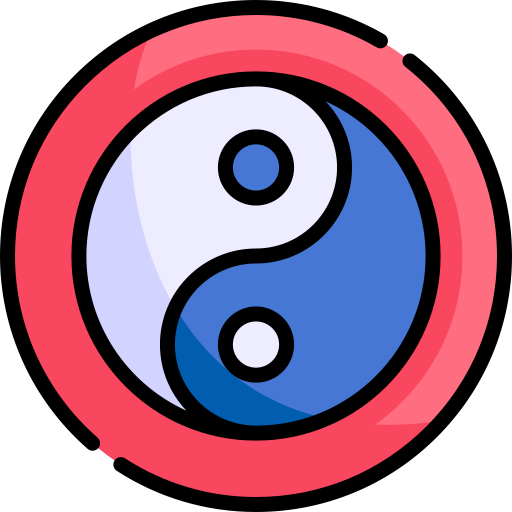 yin yang Kawaii Lineal color icoon