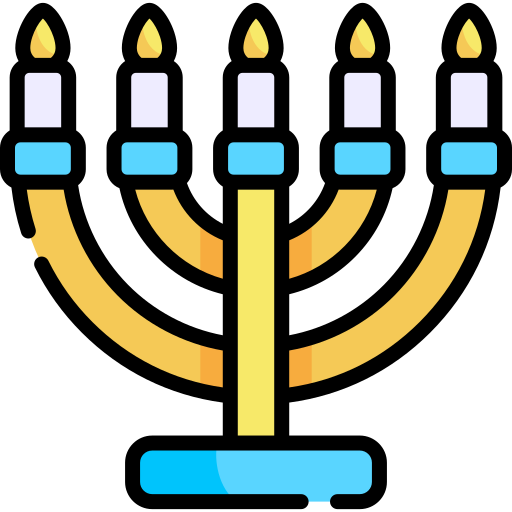 menorah Kawaii Lineal color icono