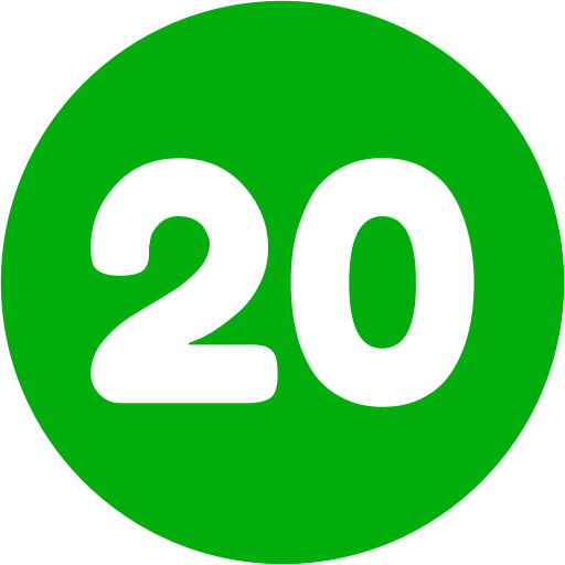 Number 20 Generic color fill icon