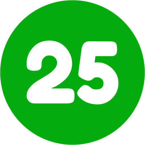 Number 25 Generic color fill icon