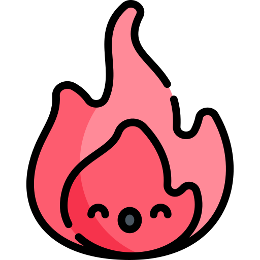 fuego Kawaii Lineal color icono