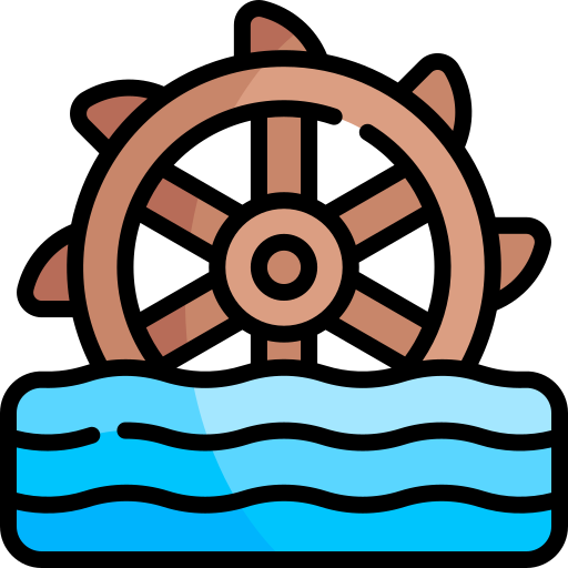Водяная мельница Kawaii Lineal color иконка