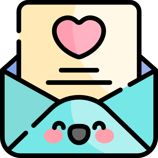 carta de amor Kawaii Lineal color icono