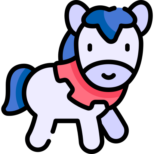 paard Kawaii Lineal color icoon