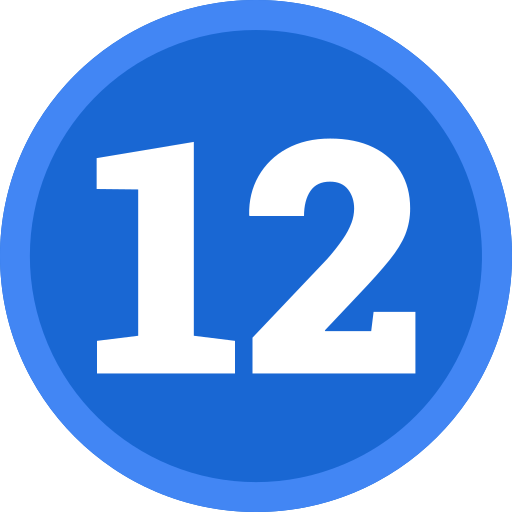 numero 12 Generic color fill icona