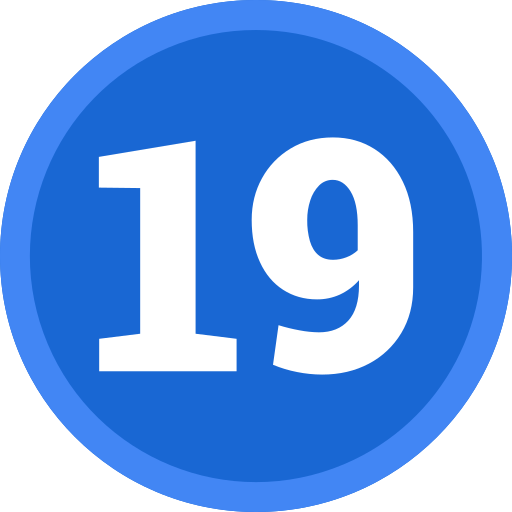 numero 19 Generic color fill icona