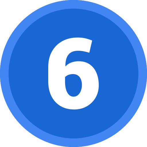 Number 6 Generic color fill icon