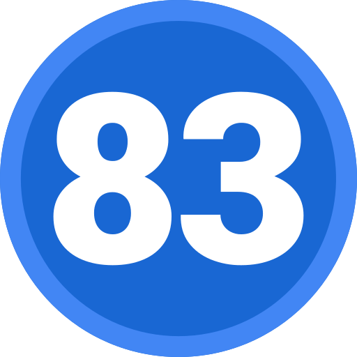 Number 83 Generic color fill icon