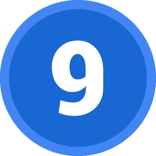 numer 9 Generic color fill ikona