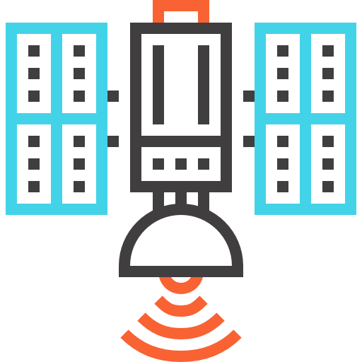 satélite Maxim Flat Two Tone Linear colors icono