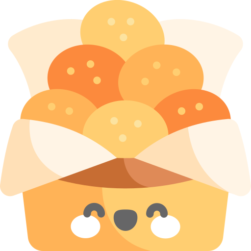 pao de queijo Kawaii Flat icoon