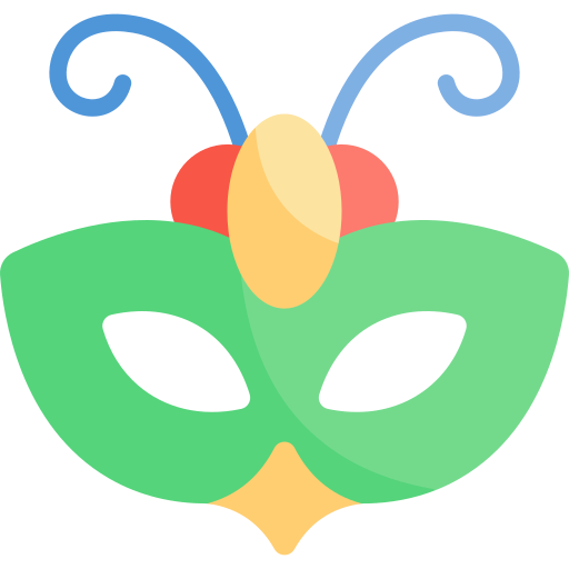 máscara de carnaval Kawaii Flat icono