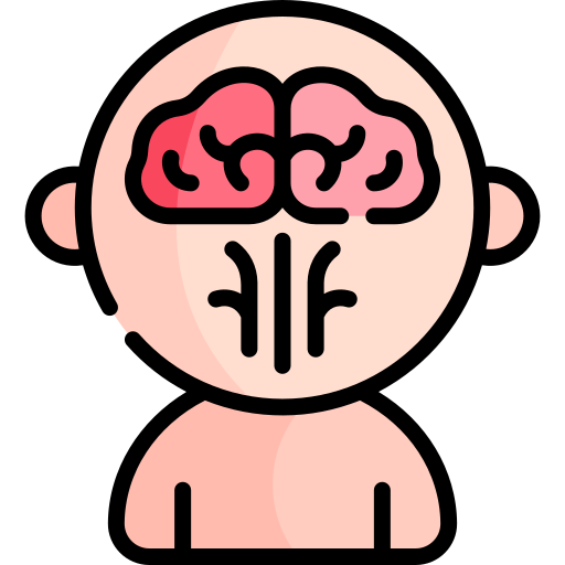 cerebro Kawaii Lineal color icono