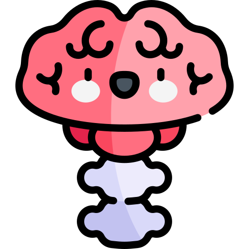 cervello Kawaii Lineal color icona
