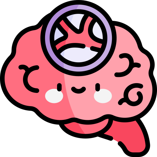뇌 Kawaii Lineal color icon
