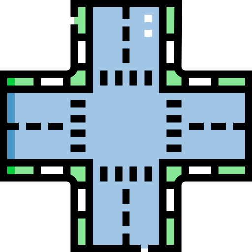 kruispunt Detailed Straight Lineal color icoon
