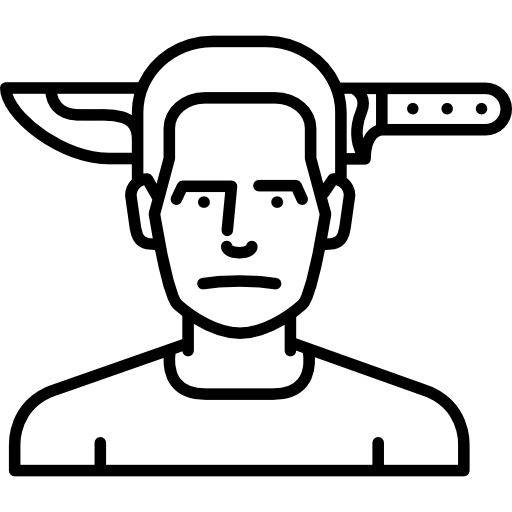 cuchillo a través de la cabeza  icono